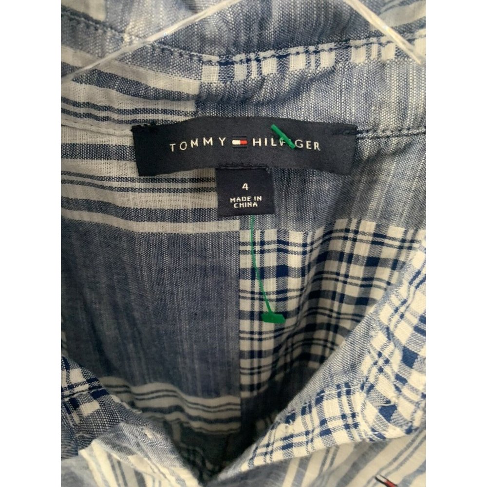 Tommy Hilfiger Women’s SZ 4 Patchwork Multi Color Midi Collared Button Up Dress - Picture 3 of 6